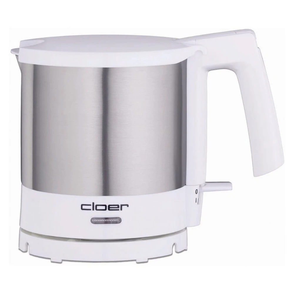 Cloer Wasserkocher 4721, 1L, 1800W, Weiß/Edelstahl, 360° drehbar