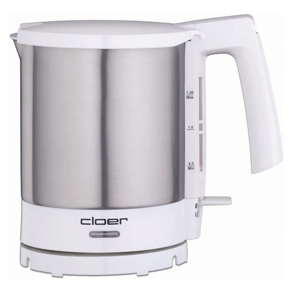 Cloer Wasserkocher 4711, 1.5L, 2000W, Weiß/Edelstahl, 360° drehbar