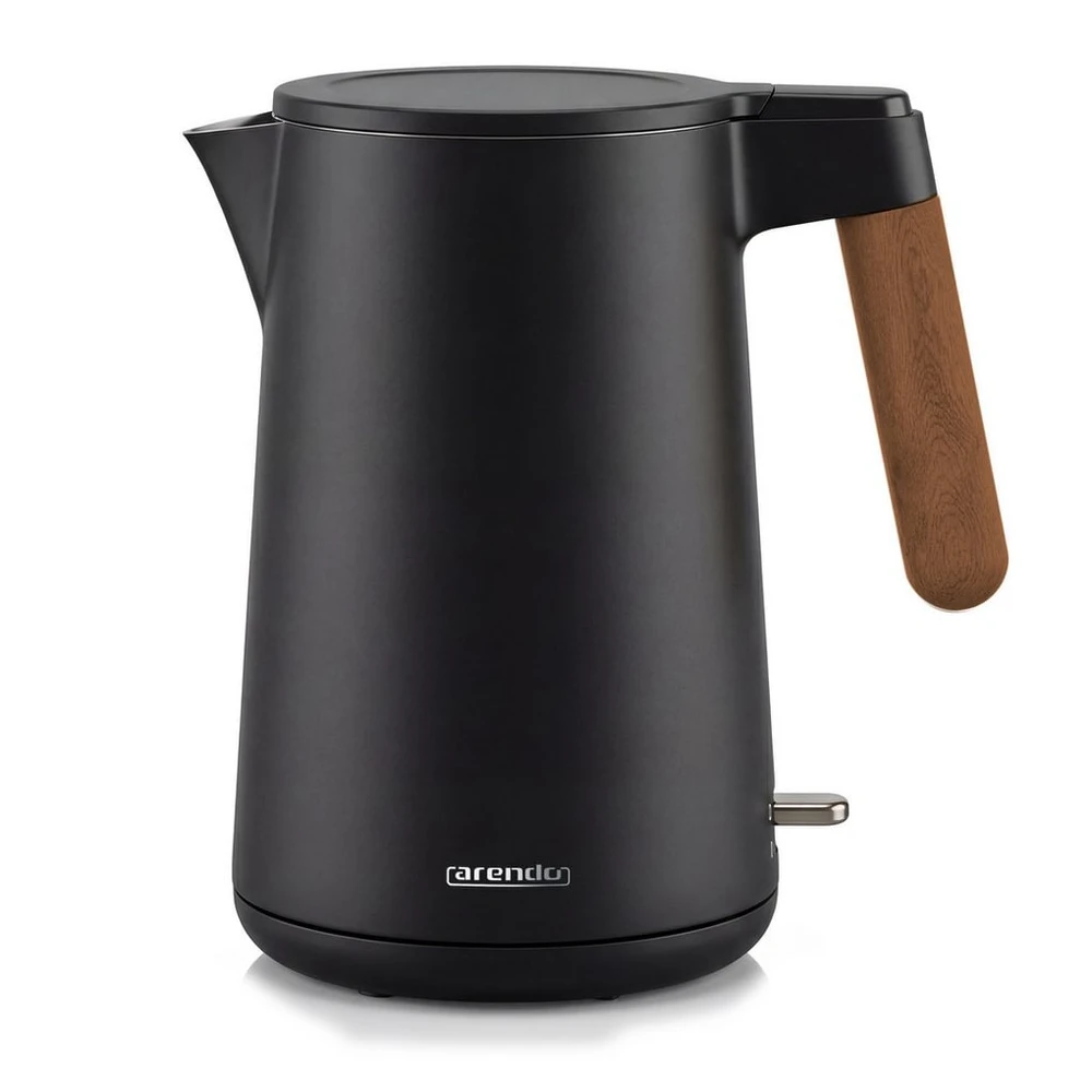 Arendo Wasserkocher Edelstahl, 1,5 l, 2200 W, Cool-Touch, 360° Basis