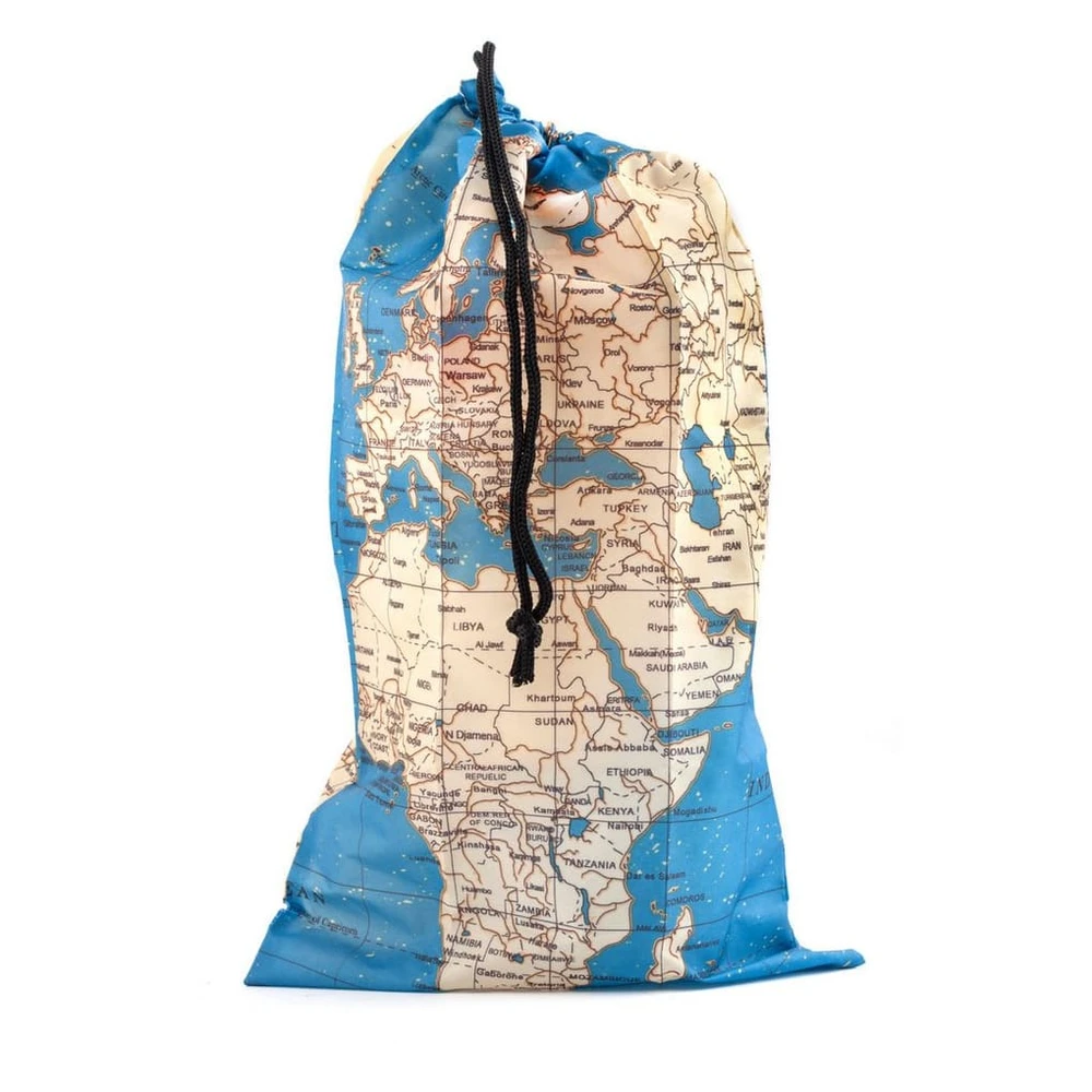 Kikkerland Wäschesäckchen, 4er Set, Weltkarte, Polyester