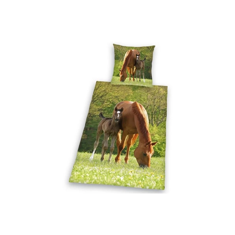 Herding Young Collection Kinderbettwäsche Pferd mit Fohlen, Linon, 135x200 cm