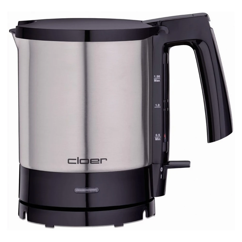Cloer Wasserkocher 4710, 1.5L, 1800W, schwarz/edelstahl, 360° drehbar