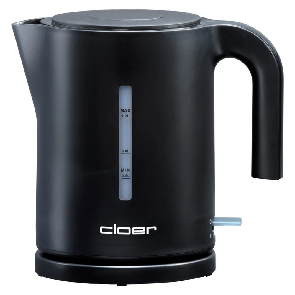 Cloer 4120 Wasserkocher, 1.2L, 2200W, schwarz, Überhitzungs- und Trockengehschutz