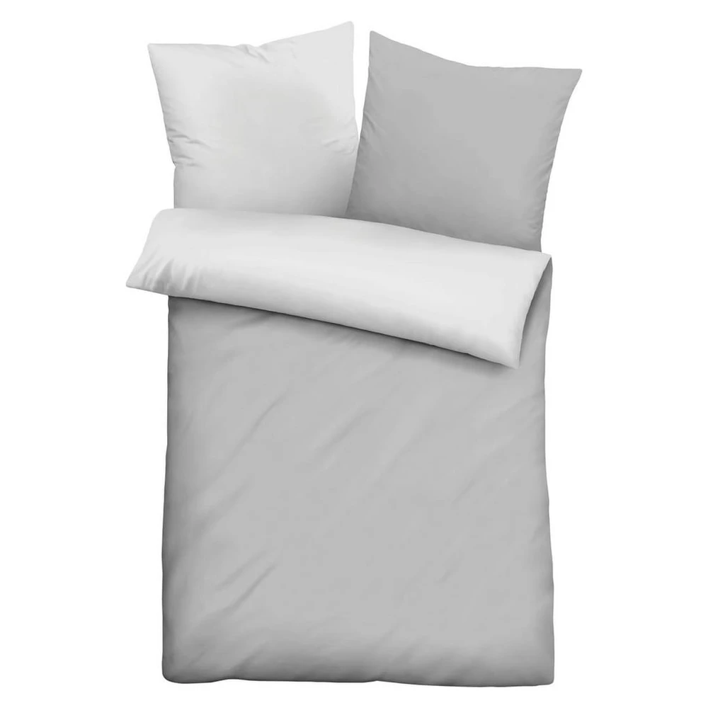 Castell Bettwäsche 0560500, Microfaser-Satin, 2-teilig, sturmgrau, 155x220 cm