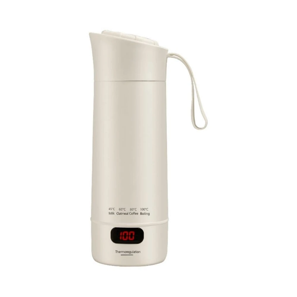 CRRYNUO 400ML Elektrischer Reise Wasserkocher, Creme, SUS-304 Edelstahl