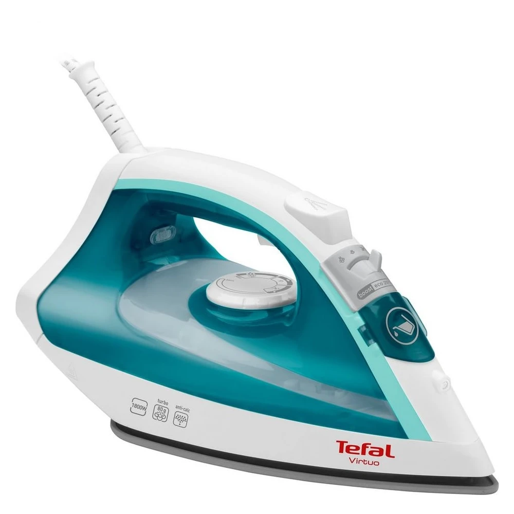 Tefal Dampfbügeleisen FV1710 Virtuo, 1800 W, Antihaft-Bügelsohle, weiß/türkis