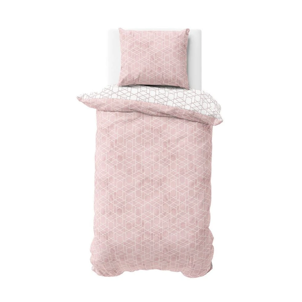 Visaggio Bettwäsche 100% Baumwolle, Renforcé, 2-teilig, Rauten Rosa Weiß