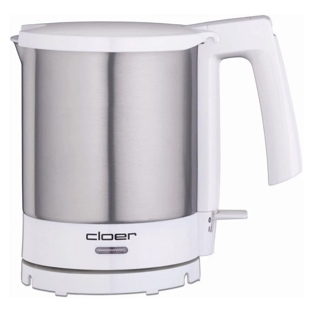 Cloer Wasserkocher 4701, 1.5L, 2000W, Weiß/Edelstahl, 360° drehbar