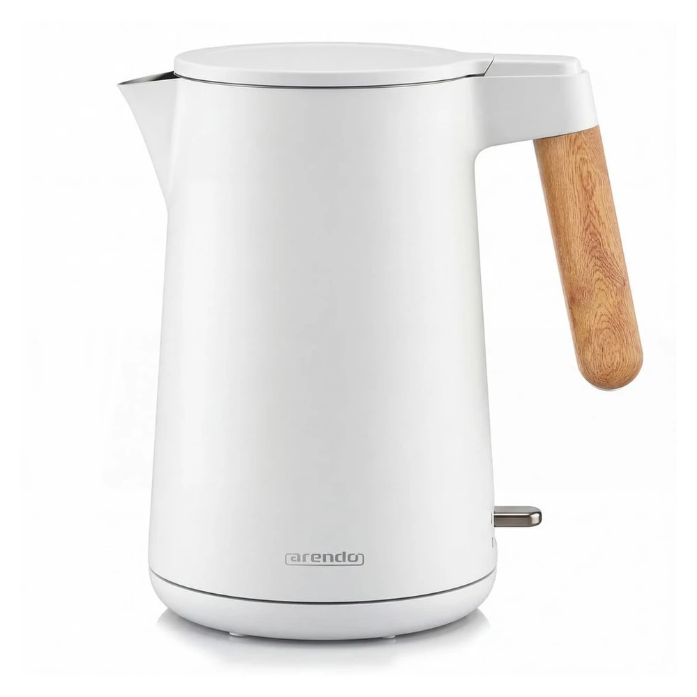 Arendo Wasserkocher Wood Style CORE, 1.5L, 2200W, Edelstahl, Cool-Touch